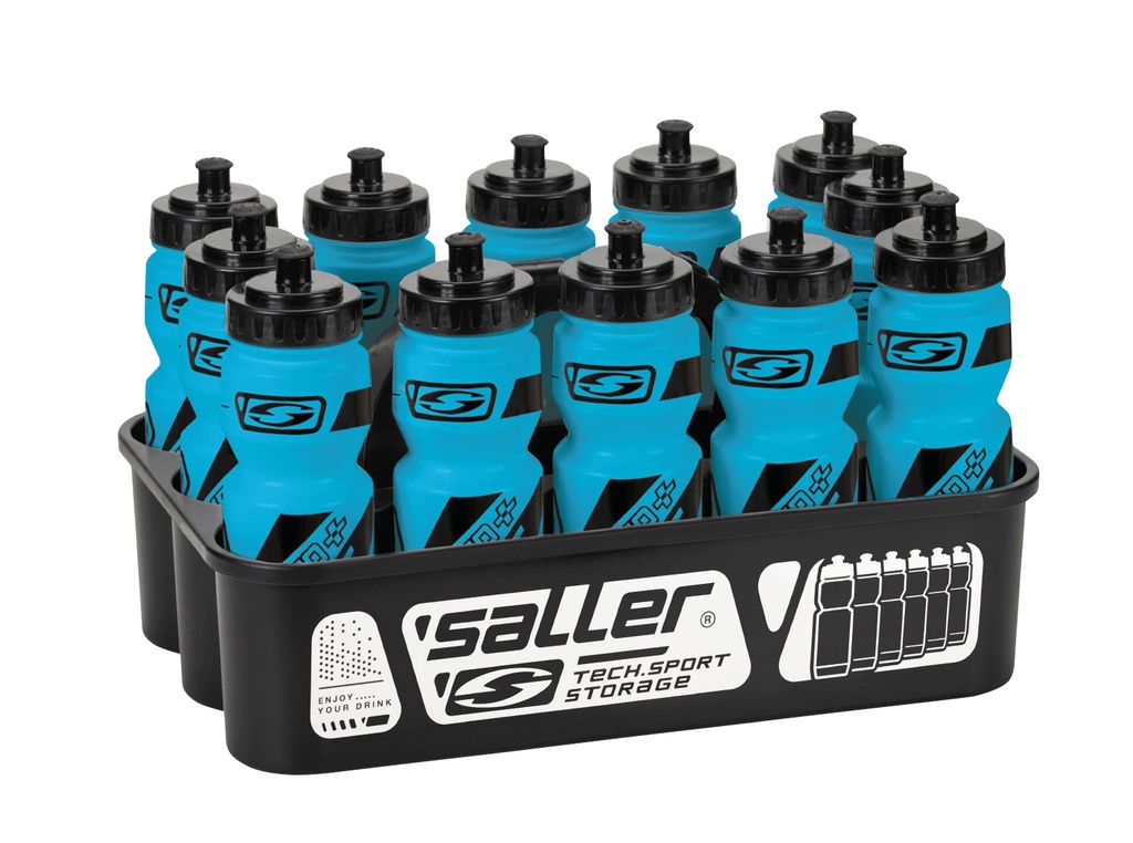 [SAL9228] Flaschenhalter Set mit 12 Trinkflaschen Hydro+ saller (100 blau)
