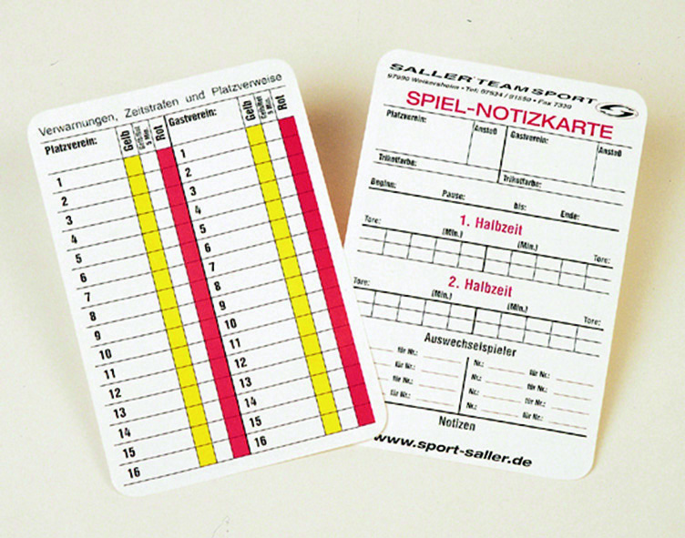 [SAL7692] Spielnotizkarten Fußball Schiedsrichter 50er Set
