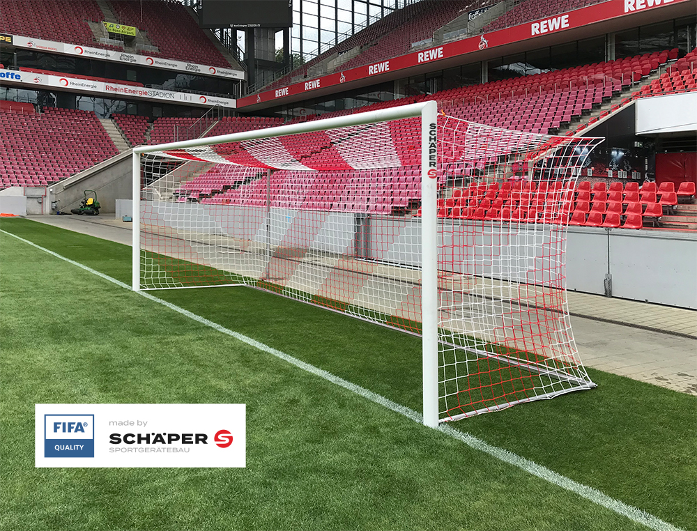 [SCH26FQ0205] Wettkampf-Fußballtor Schäper Typ 1 mit Spannstangen FIFA-zertifiziert 7,32 x 2,44 m - Komplettset (weiß)