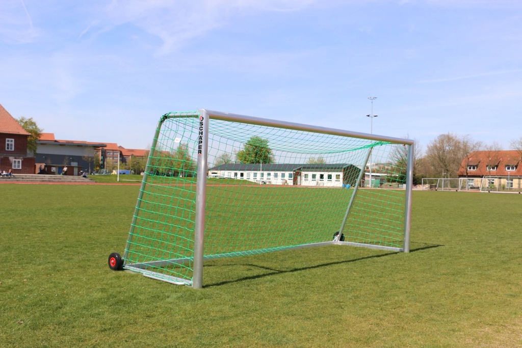 [SCH26GR2032] Trainingstor-Komplettset 7,23x2,44 m komplettverschweißt Typ 3 All Inclusive Schäper (oben 80 cm / unten 150 cm, eingefräste Netzaufhängung)