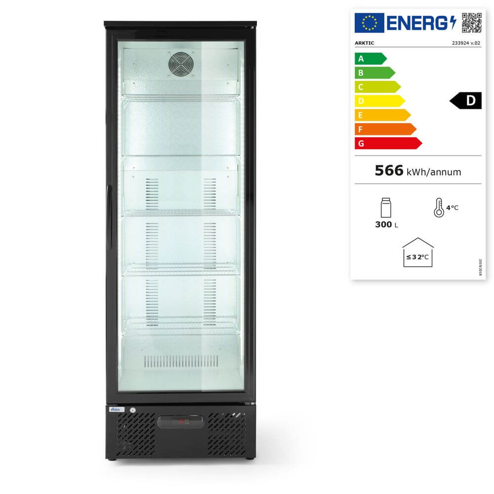 [HEN233924] Bar-Kühlschrank mit Glastür, Arktic, 300L, Schwarz, 220-240V/195W, 600x528x(H)1820mm