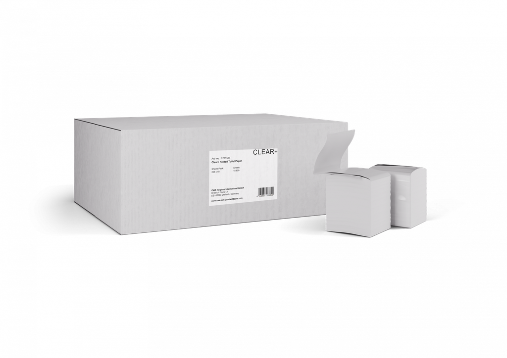 [CWS1701524] Clear+ Toilettenpapier Einzelblätter V-Falz 10.600 Blatt