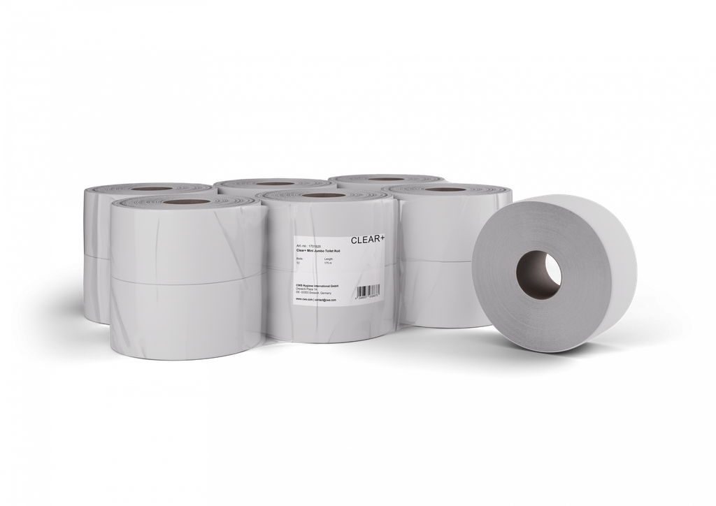 Clear+ Toilettenpapier Mini Jumbo-Rollen, 2-lagig, 175m