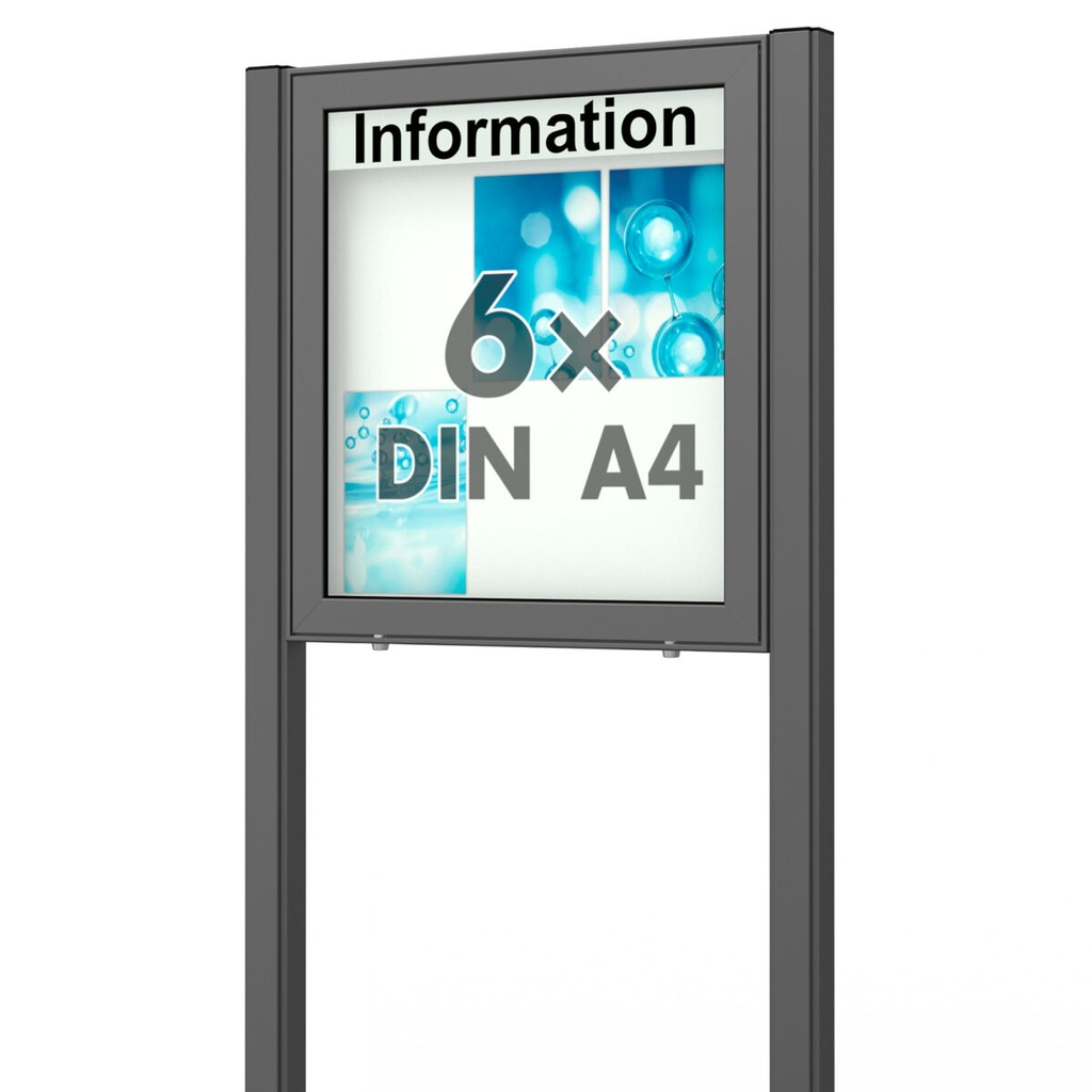 [STVA365.300S.06.D-S+EB] Outdoor-Schaukasten freistehend Planus 65 E, anthrazit (zum Einbetonieren, 6xDIN A4)